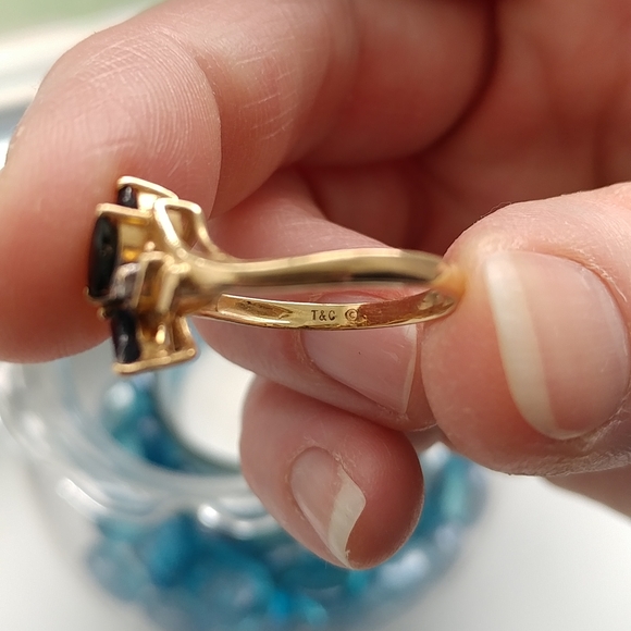 Blue Sapphire and diamond ring - Picture 3 of 4